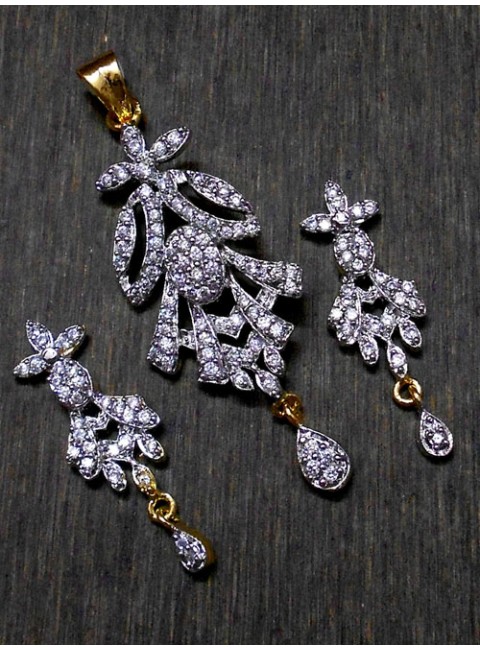 CZ Pendant With Earrings